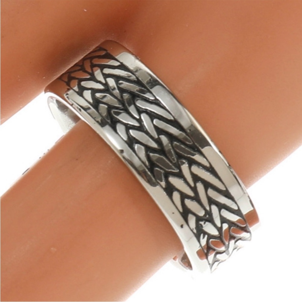 THUMB RING HYPOALLERGENIC STAINLESS STEEL BRAIDED INLAY BAND RING Size 10 NEW